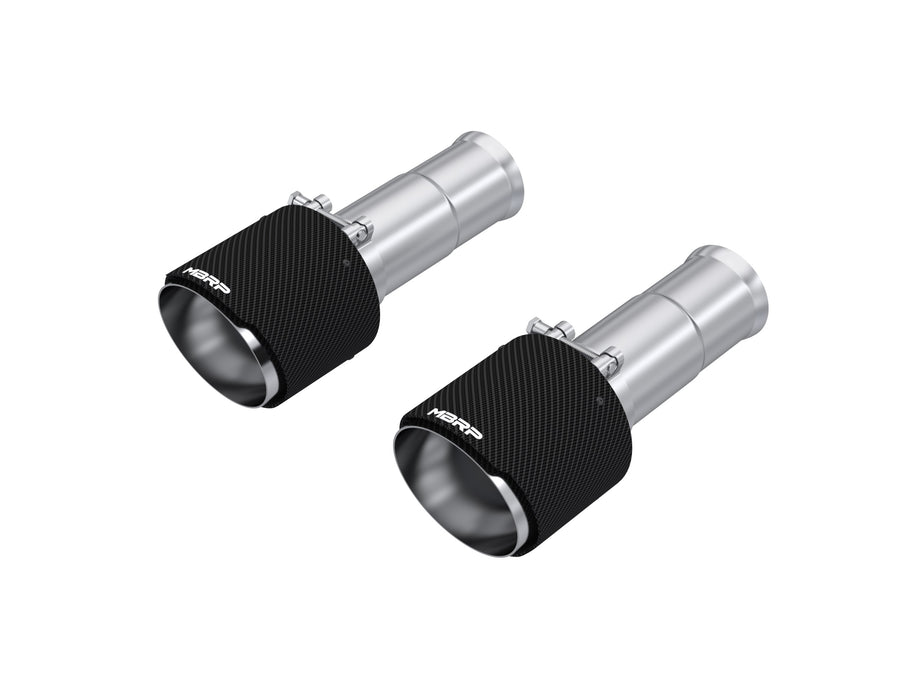MBRP Exhaust 5in. OD Dual Wall Angle Cut Carbon Fiber Exhaust Tips, Sold in Pairs.