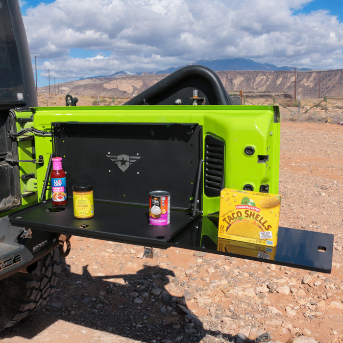 Combat Off Road Chow Hall Tailgate Table with Cutting Board | Jeep Wrangler JK/JL (07-26) | P/N 99-1041