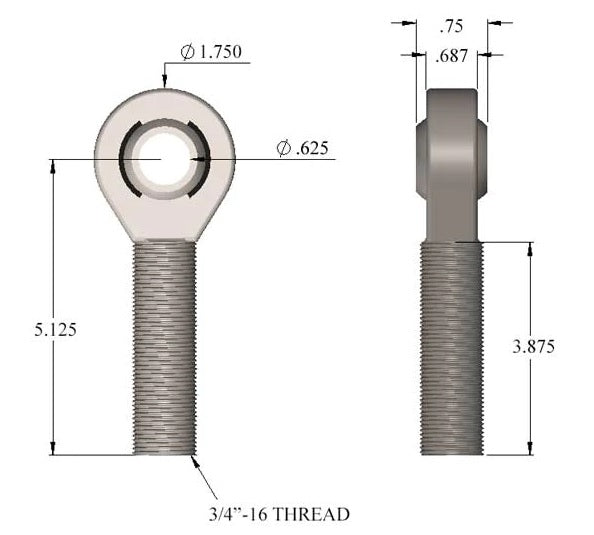 Heat Treated Chromoly 3/4-16 x 5/8 LH Magnum Series Heim