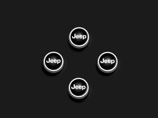 Valve Stem Caps, Set of 4, Silver with Jeep Logo
