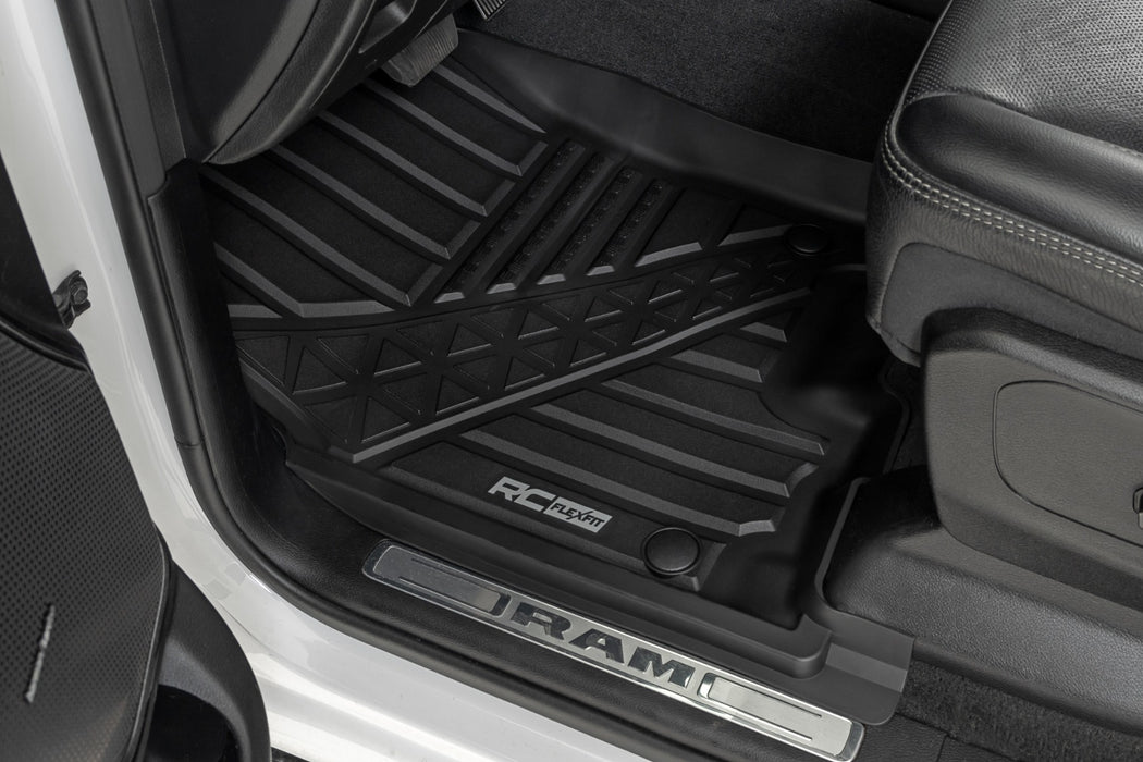 Rough Country Flex-Fit Floor Mats, Front, Crew, Ram 1500 (2019-2024)/1500 TRX (2021-2024), view 2