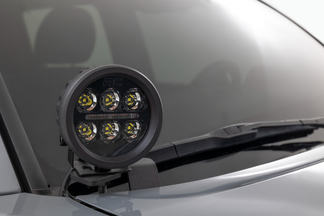 Rough Country LED Light Kit - Ditch Mount - 2" Black Pair - Amber DRL | Toyota Tacoma (16-23) | P/N 71083