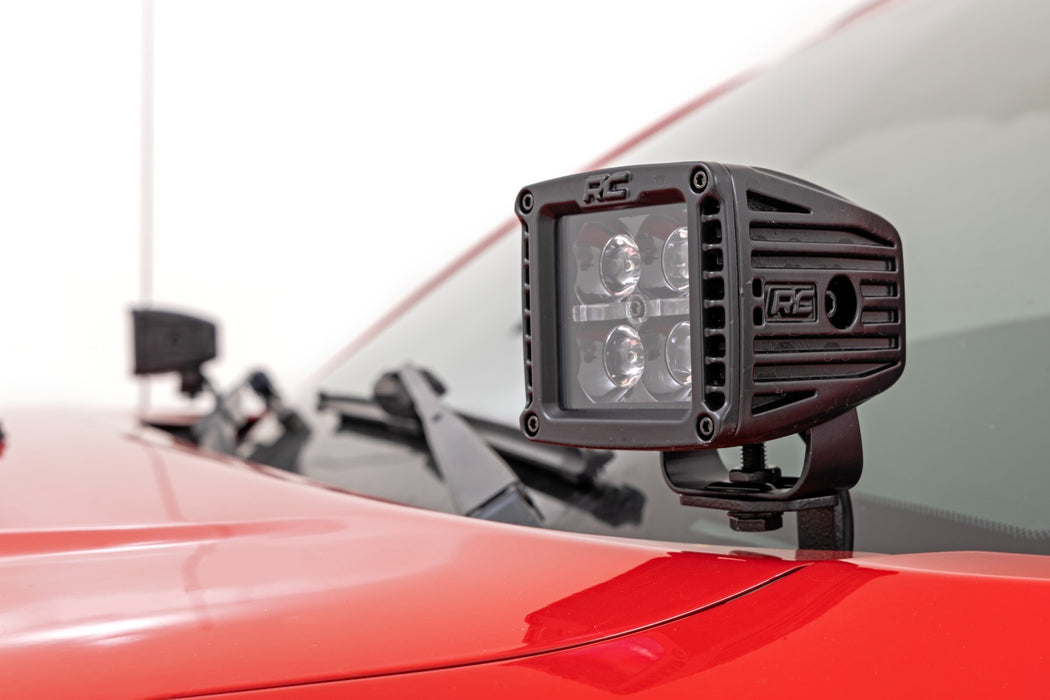 Rough Country LED Light Kit - Ditch Mount - 2" Black Pair - Flood | Toyota Tacoma (05-15)