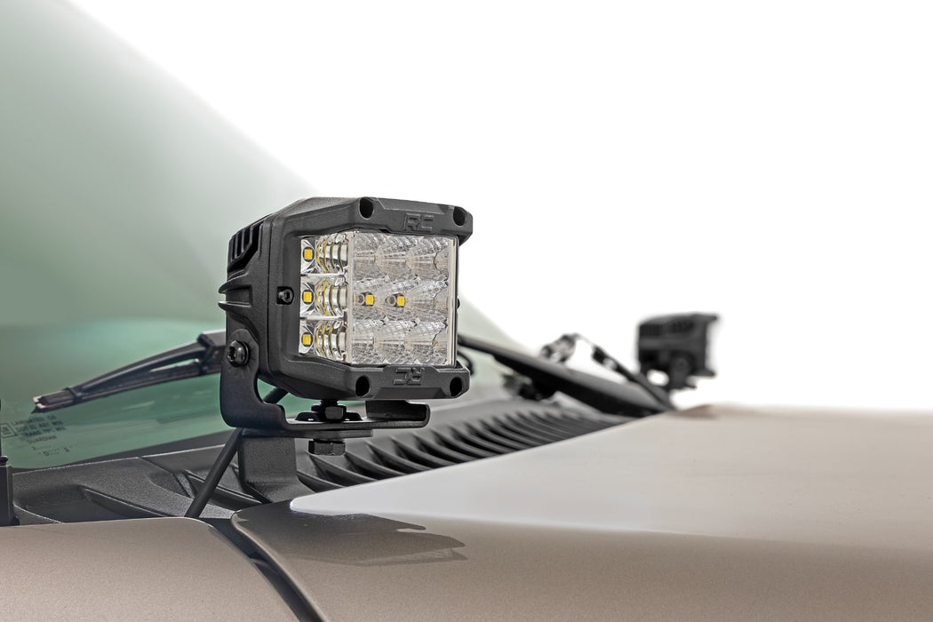 Rough Country LED Light Kit - Ditch Mount - 2" Black Pair - White DRL | Chevy Silverado 1500 (99-06)