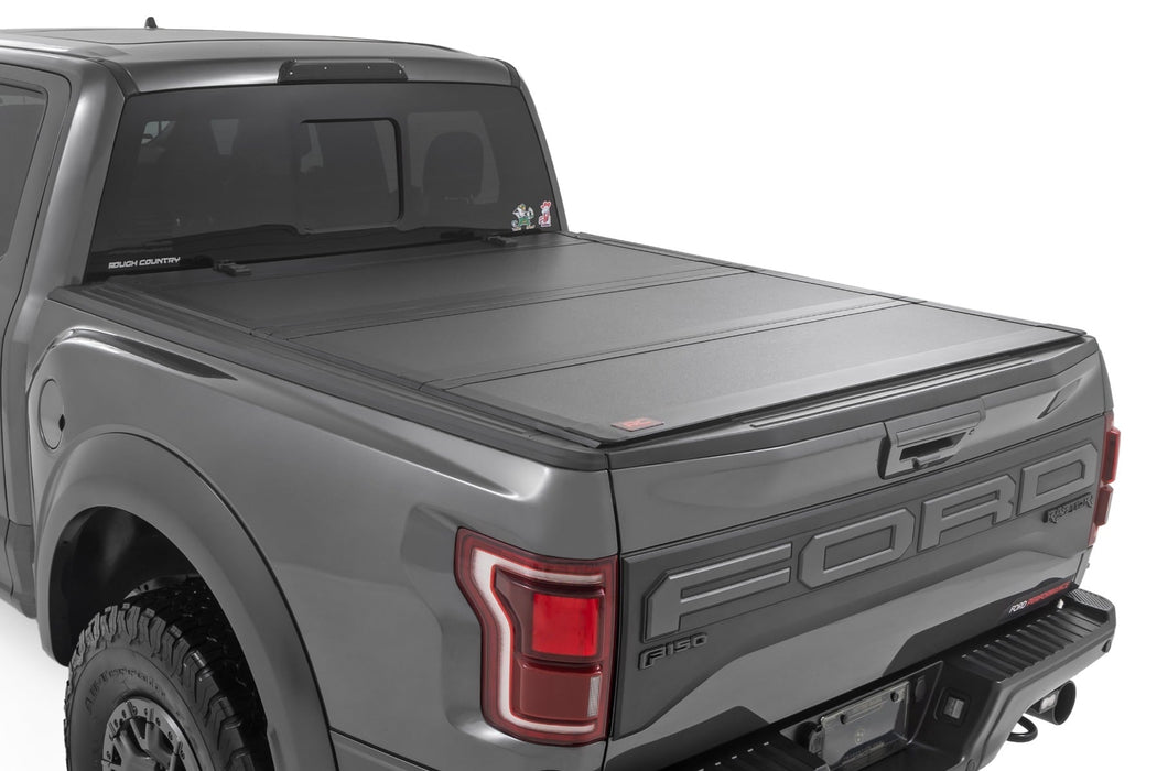 Rough Country Hard Tri-Fold Flip Up Bed Cover - 6'7" Bed | Ford F-150 2WD/4WD (2021-2026)