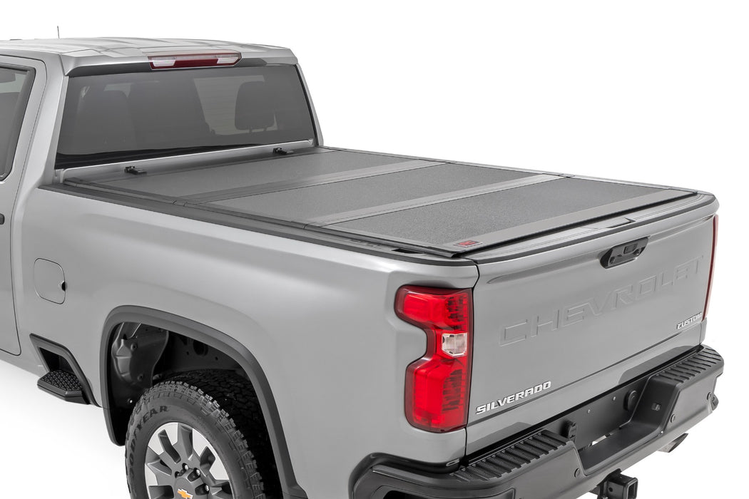 Rough Country Hard Tri-Fold Flip Up Bed Cover, 6'9" Bed, Chevy/GMC Silverado/Sierra 2500HD/3500HD (2020-2026)