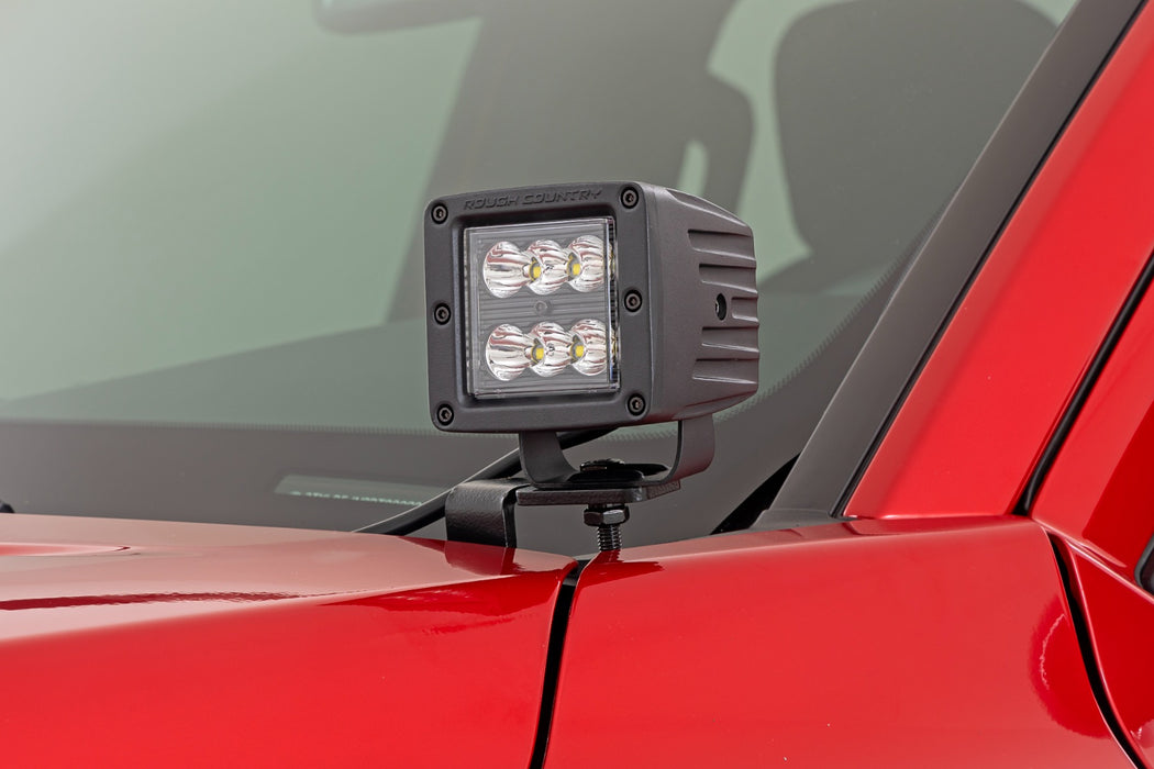 Rough Country LED Light Kit - Ditch Mount - 2" Black Pair - Flood | Toyota Tacoma (24-25)