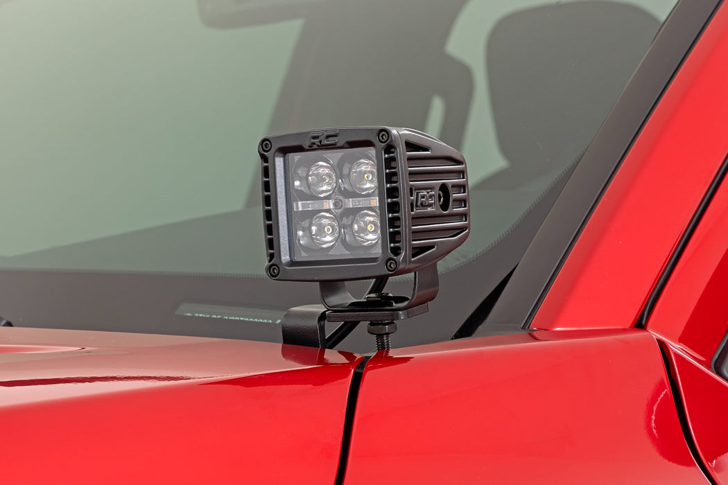 Rough Country LED Light Kit - Ditch Mount - 2" Black Pair - Amber DRL | Toyota Tacoma (24-25) | P/N 72104