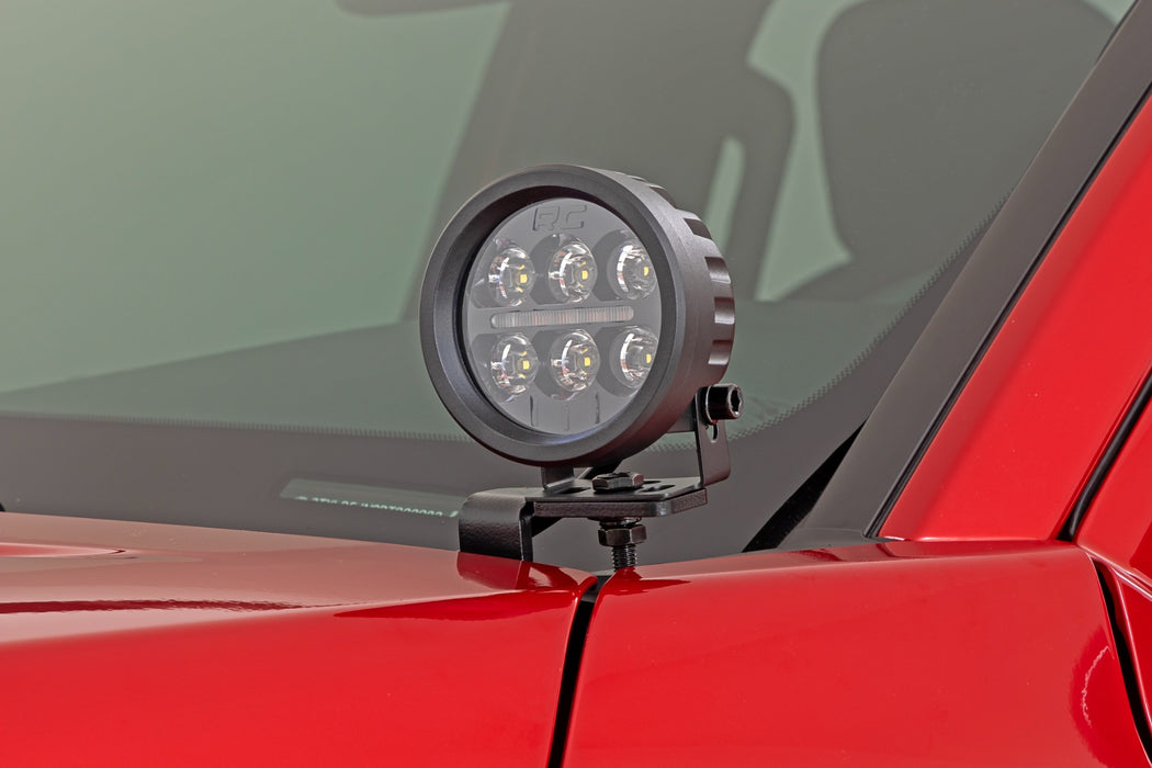 Rough Country LED Light Kit - Ditch Mount - Black Series Round - 3.5 Inch - Amber DRL | Toyota Tacoma (24-25)