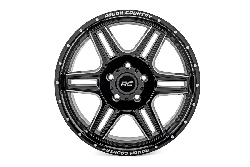 Rough Country 92 Series Wheel/Machined One-Piece/Gloss Black/20x9/5x5.5/+0mm