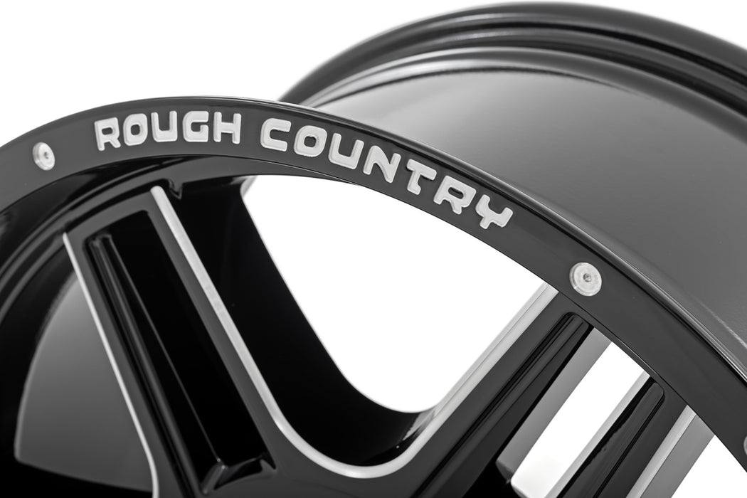 Rough Country 92 Series Wheel/Machined One-Piece/Gloss Black/18x9/5x5/+0mm