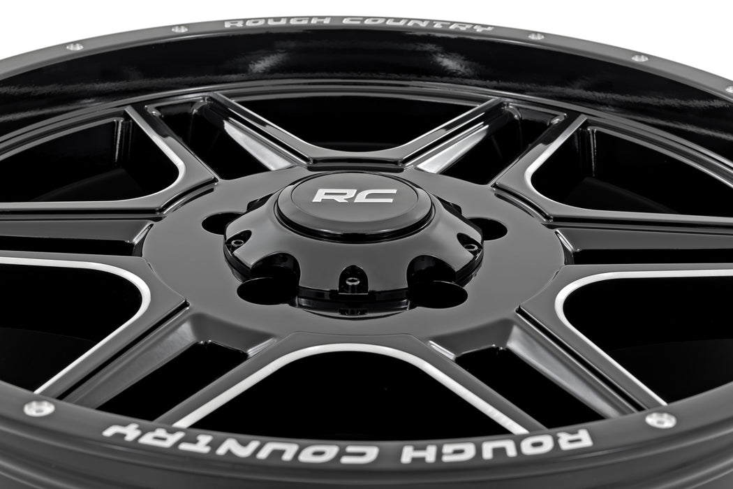 Rough Country 92 Series Wheel/Machined One-Piece/Gloss Black/20x9/6x5.5/+0mm
