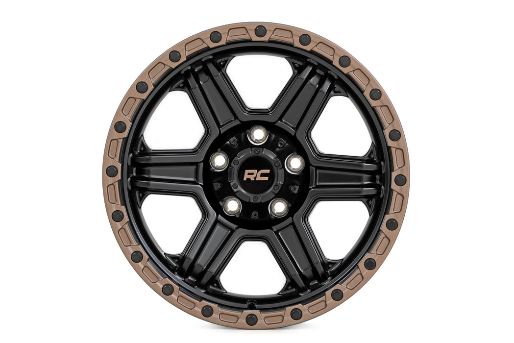 Rough Country 79 Series Wheel/One-Piece/Semi Gloss Black w/Bronze Ring/18x9/6x135/0mm
