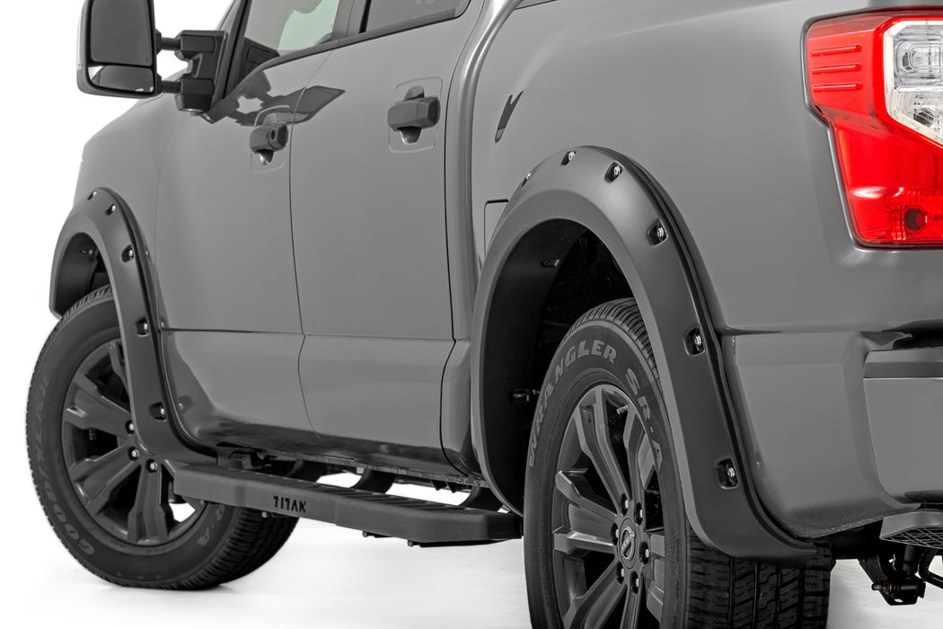 Rough Country Pocket Fender Flares - KH3 Super Black | Nissan Titan 2WD/4WD (2017-2024)