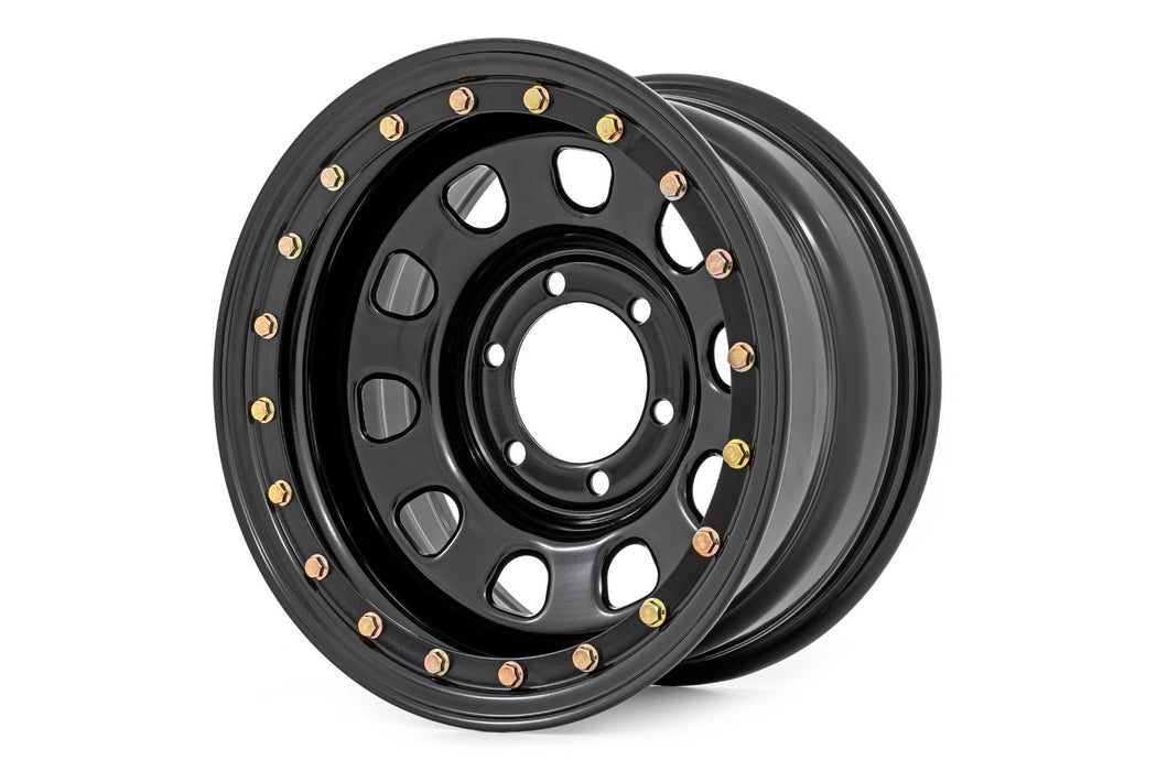 Rough Country Steel Simulated Bead Lock Wheel/Black/15x10/5x4.5/3.30 Bore/-39