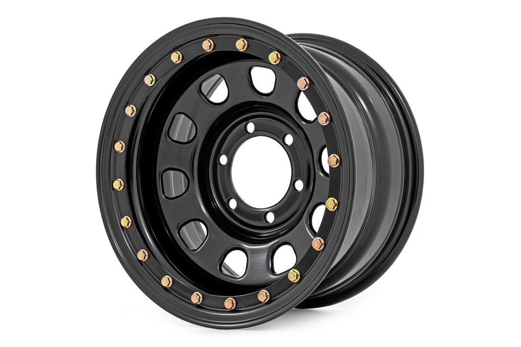 Rough Country Steel Simulated Bead Lock Wheel/Black/17x9/5x5/3.30 Bore/-12