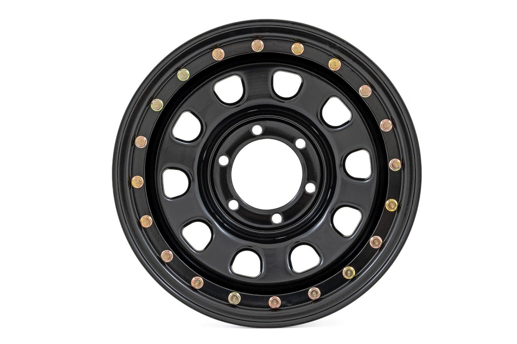 Rough Country Steel Simulated Bead Lock Wheel/Black/15x10/5x4.5/3.30 Bore/-39