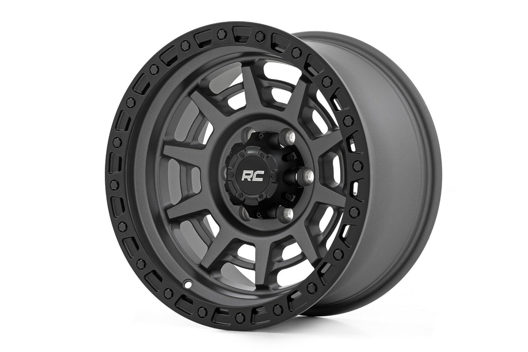 Rough Country 85 Series Wheel/Simulated Beadlock/Gunmetal Gray/Black/17x9/5x5.5/-0mm