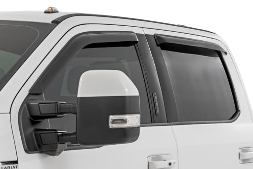Rough Country Side Window Deflectors, Tape On Rain Guard, Ford F-150 (2017-2024) F-250 (2015-2024)