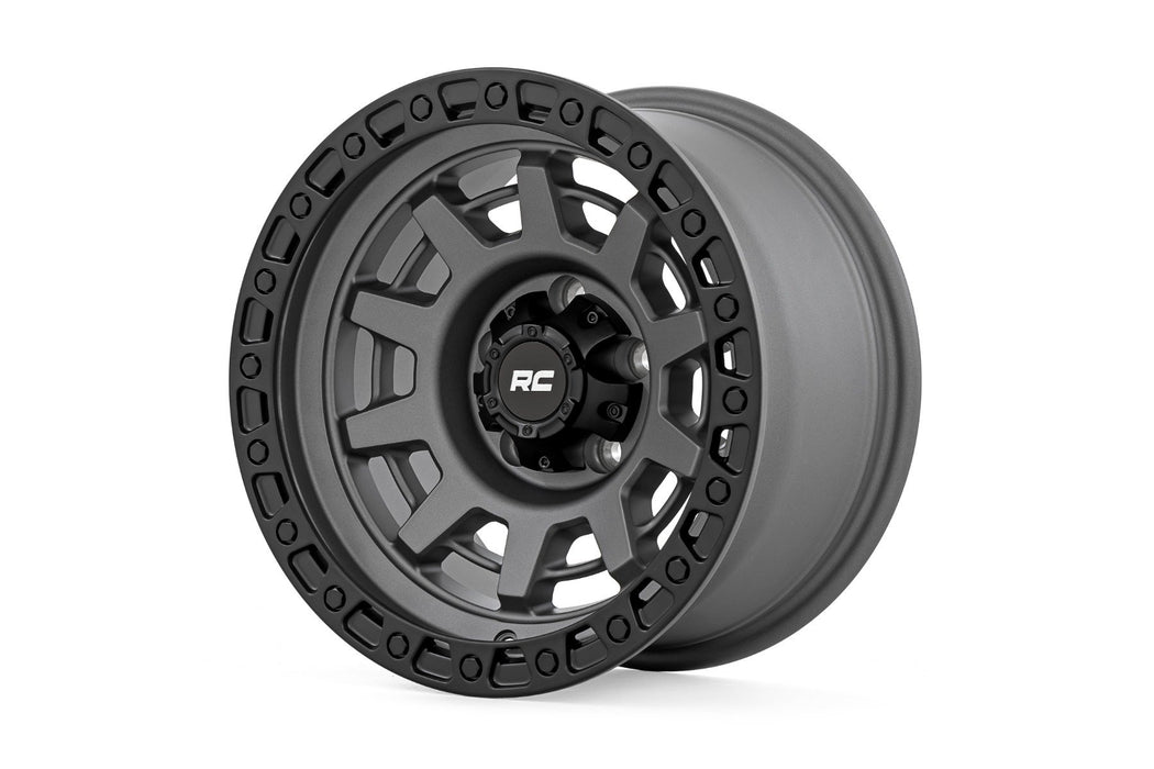 Rough Country 85 Series Wheel/One-Piece/Gunmetal Gray/Black/15x8/5x4.5/-19mm