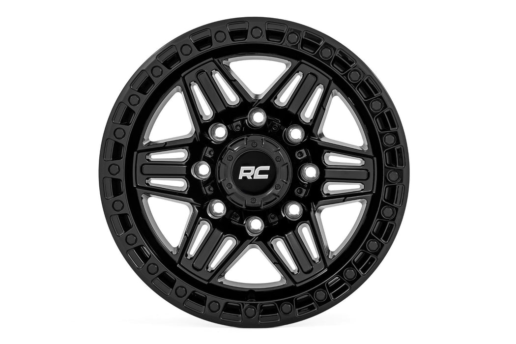 Rough Country 76 Series Wheel - Simulated Bead Lock - Gloss Black - 17x9 / 5x4.5 / +0mm