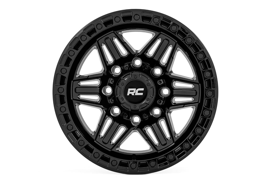 Rough Country 76 Series Wheel / Simulated Beadlock / Gloss Black / 17x9 / 6x5.5 / -12mm