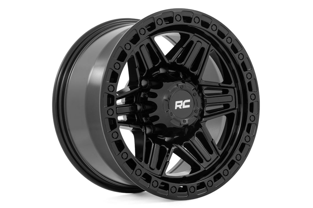 Rough Country 76 Series Wheel - Simulated Beadlock - Gloss Black - 17x9 / 5x5.5 / +0mm