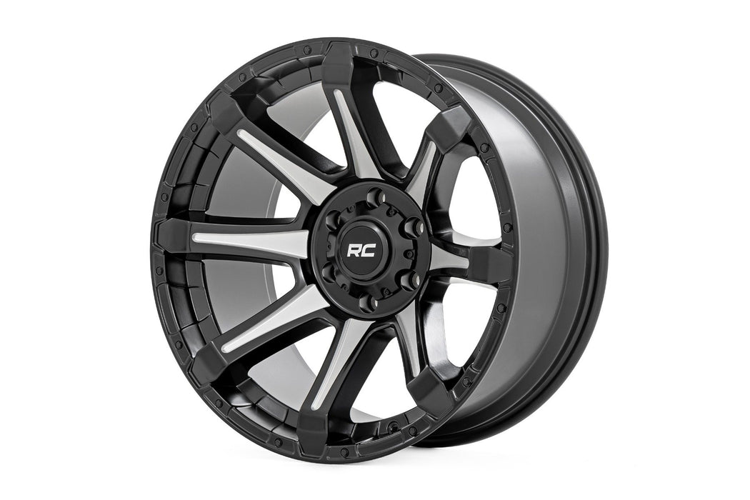 Rough Country 81 Series Wheel/One-Piece/Semi Gloss Black w/machined spokes/20x9/5x5.5/0mm
