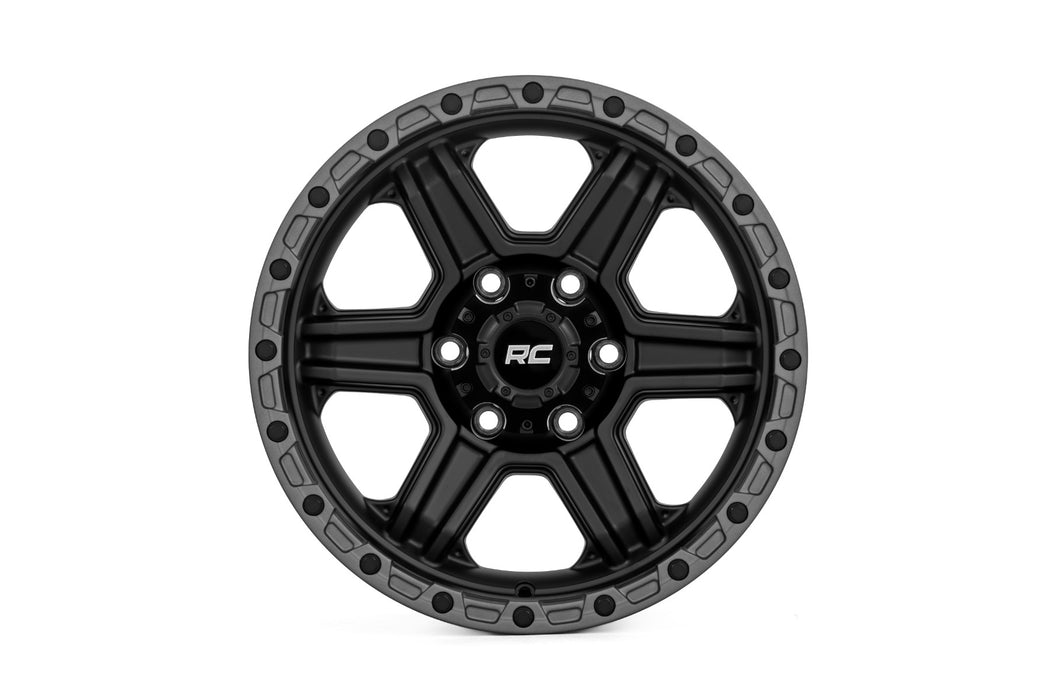 Rough Country 79 Series Wheel/One-Piece/Semi Gloss Black w/Gunmetal Ring/17x8.5/6x5.5/0mm