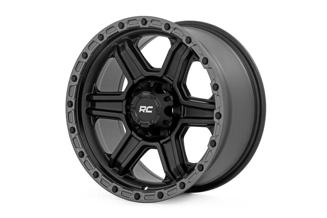 Rough Country 79 Series Wheel/One-Piece/Semi Gloss Black w/Gunmetal Ring/17x8.5/6x5.5/0mm