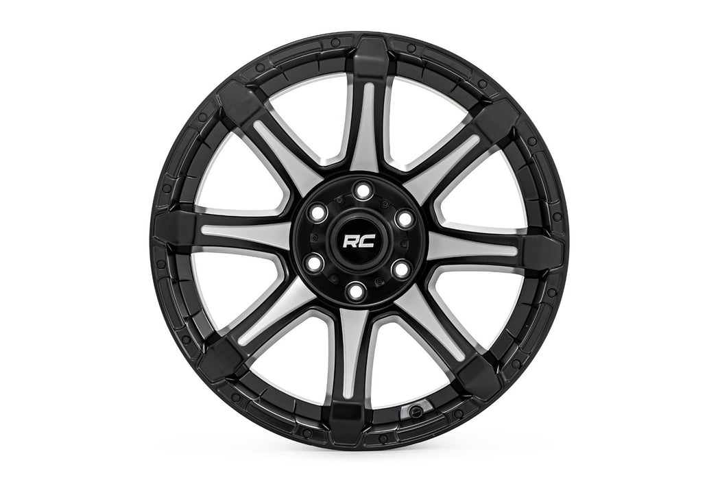 Rough Country 81 Series Wheel/One-Piece/Semi Gloss Black w/machined spokes/20x9/5x5.5/0mm