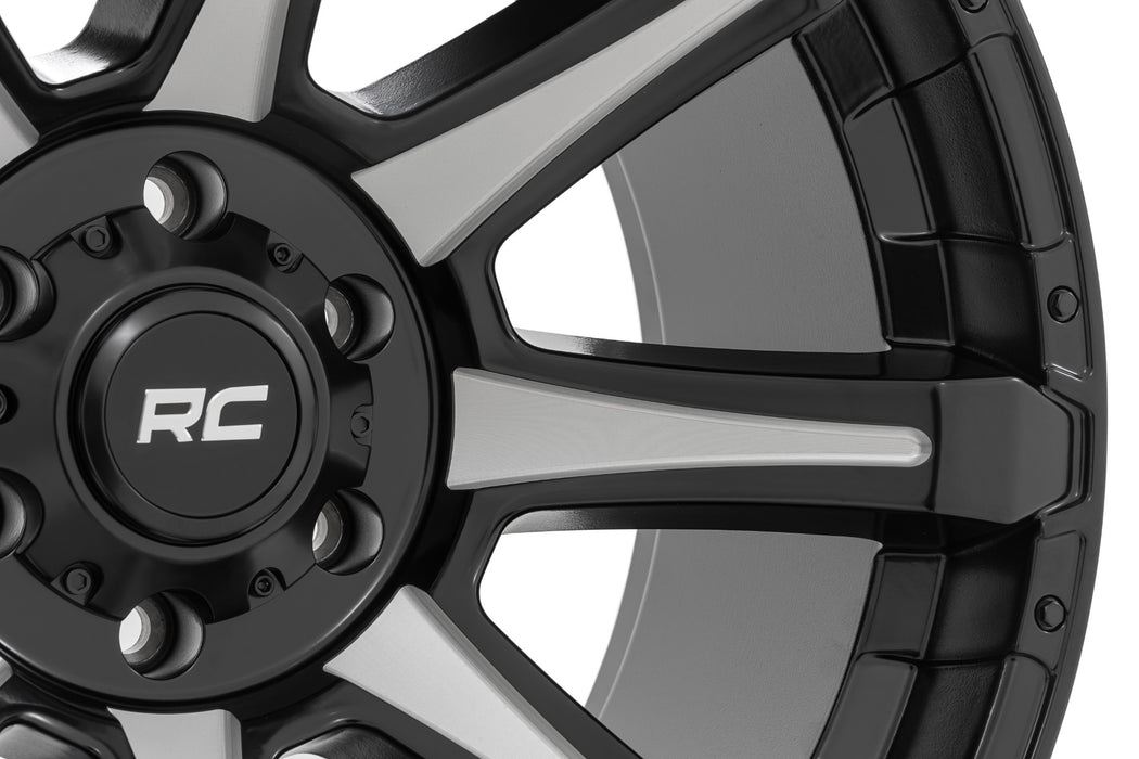 Rough Country 81 Series Wheel/One-Piece/Semi Gloss Black w/machined spokes/20x9/8x180/0mm