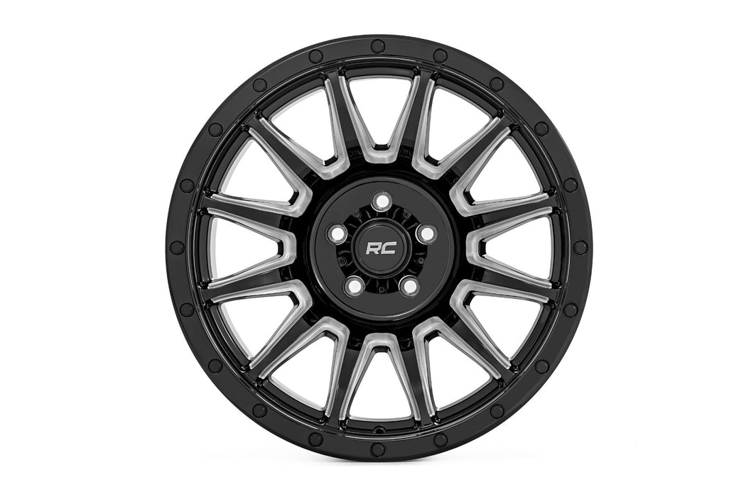 Rough Country 90 Series Wheel/One-Piece/Gloss Black w/machined spokes/20x9/6x5.5/-12mm