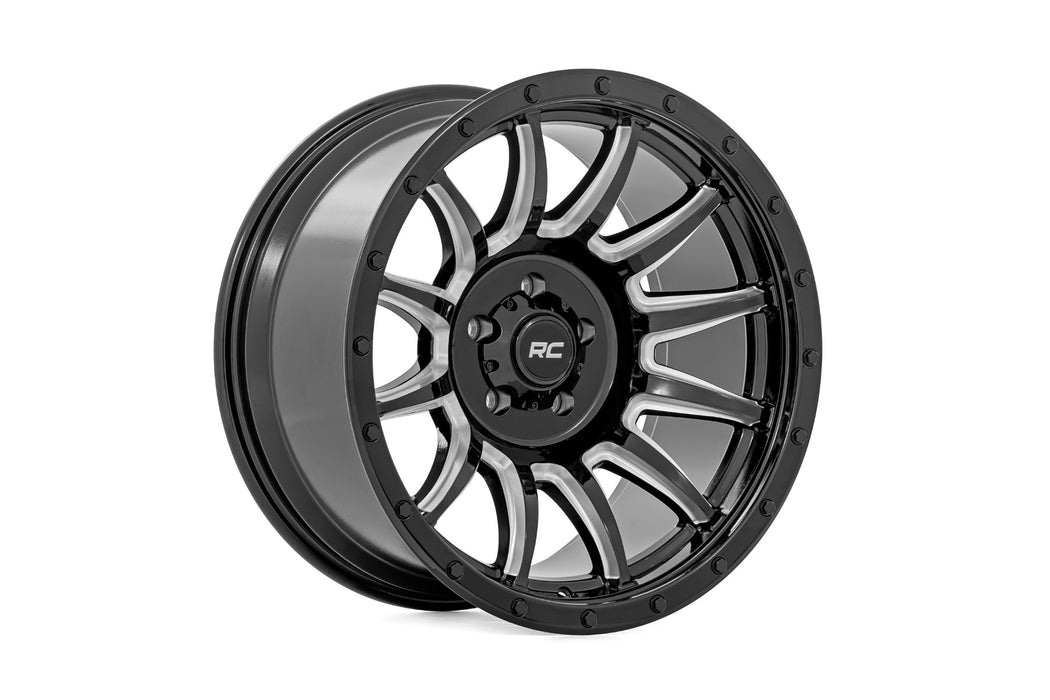 Rough Country 90 Series Wheel/One-Piece/Gloss Black w/machined spokes/20x10/8x170/-19mm, view 3