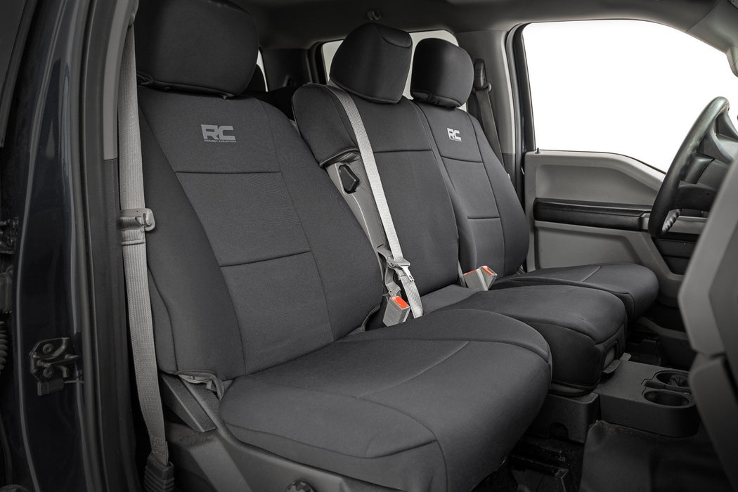 Rough Country Seat Covers - FR Bench and RR Bench | Ford F-150/Lightning/F-250/F-350 (15-25)