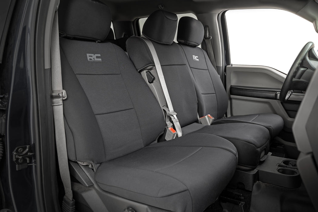 Rough Country Seat Covers - FR Bench | Ford F-150 (15-25)/F-250 Super Duty (17-25)/F-350 Super Duty (17-25)