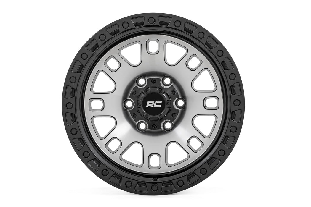 Rough Country 82 Series Wheel/One-Piece/Machined Semi Gloss Black/18x9/6x5.5/-12mm