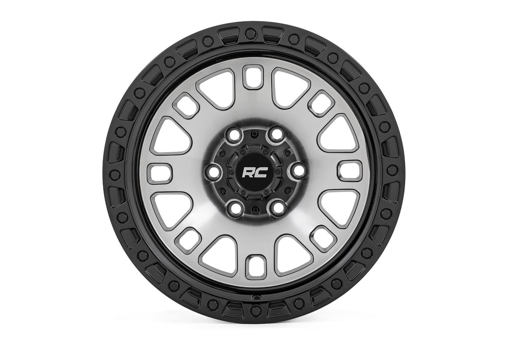 Rough Country 82 Series Wheel / One-Piece / Machined Semi Gloss Black / 17x9 / 5x4.5 / -12mm