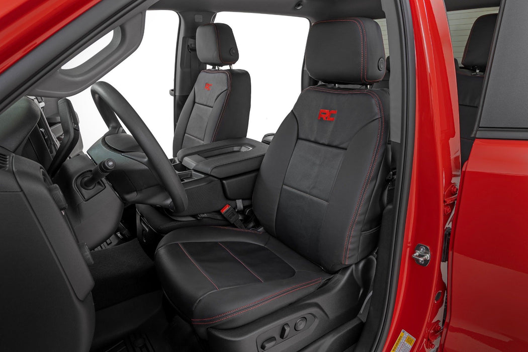 Rough Country Premium Seat Covers - FR Bucket - RR 60/40 | Chevy/GMC Sierra 1500 (19-25)/Silverado 1500 (19-26)
