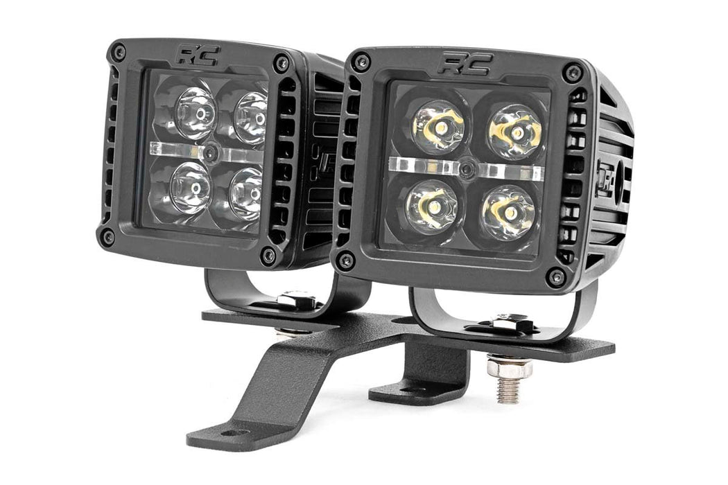 Rough Country LED Light Kit - Quad - Cowl Mount - 2" Black - Amber DRL | Jeep Gladiator JT/Wrangler JL (18-25)