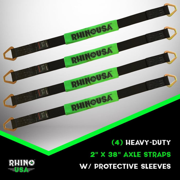 RHINO USA AXLE TIE DOWN STRAPS (4-PACK) 2" X 38" - BLACK