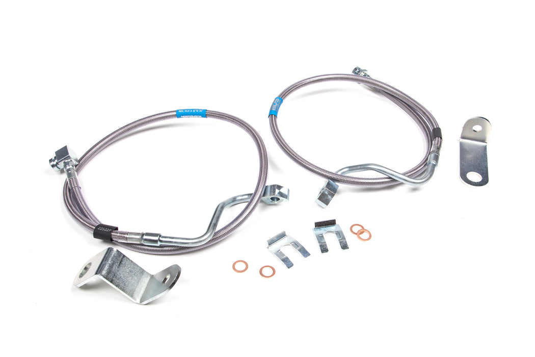 BDS Front Brake Line Set, Stainless Steel, Fits 6-8 Inch Lift, Ford F250/F350 Super Duty (2005-2007) 4WD