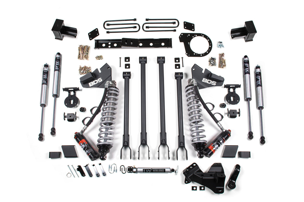 BDS 6 Inch Lift Kit w/ 4-Link, FOX 2.5 Performance Elite Coil-Over Conversion, Ford F250/F350 Super Duty (2017-2019) 4WD Diesel