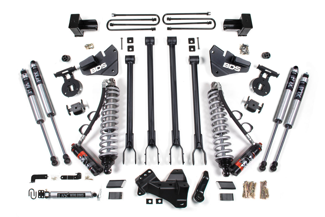 BDS 4 Inch Lift Kit w/ 4-Link, FOX 2.5 Performance Elite Coil-Over Conversion, Ford F350 Super Duty DRW (2017-2019) 4WD Diesel