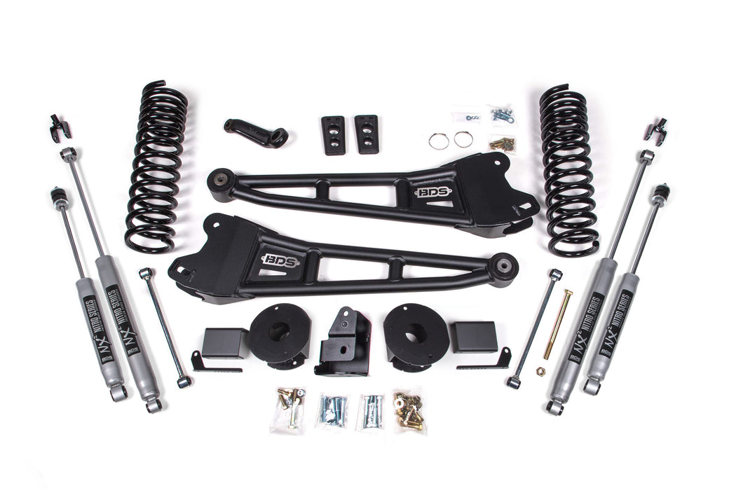 BDS 4 Inch Lift Kit w/ Radius Arm, Ram 2500 w/ Rear Air Ride (2014-2018) 4WD Gas
