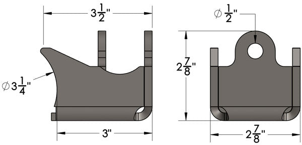 Behind the Axle High Clearance Shock Mount Dimensional