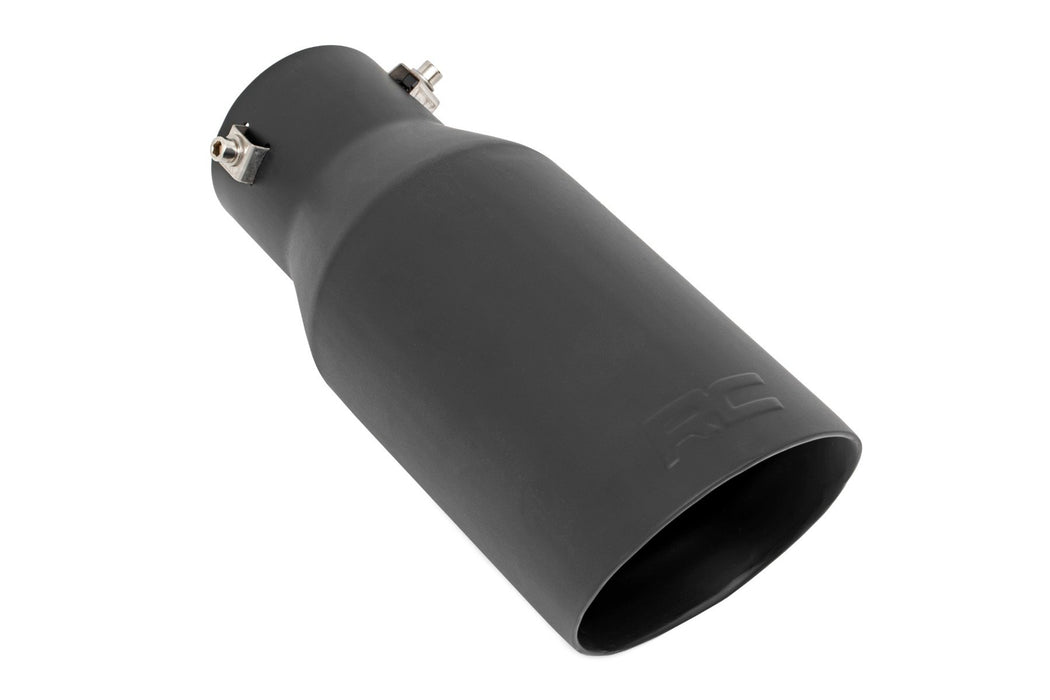 Rough Country Exhaust Tip - Black - RC Logo - 2.5-3.125 Inch Pipe