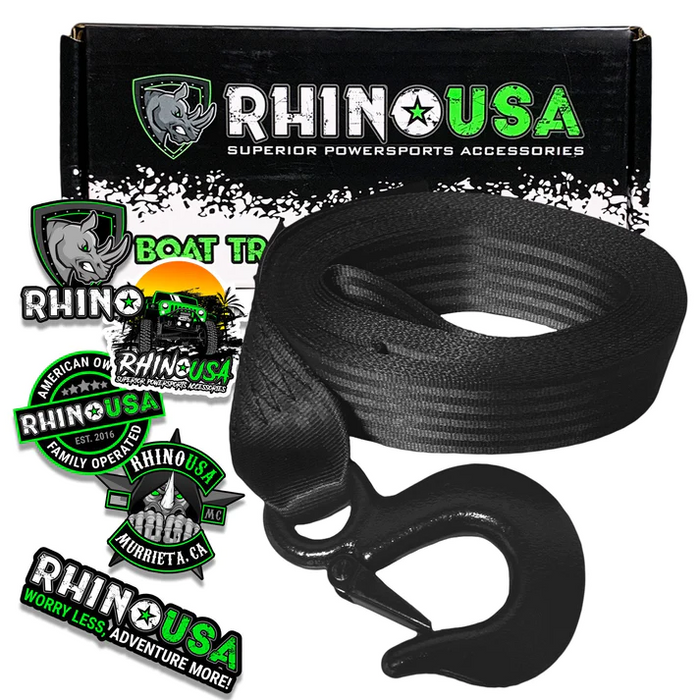 Rhino USA Boat Winch Strap with Hook | 2 in x 20 ft | P/N RNO-WNCH-STRP