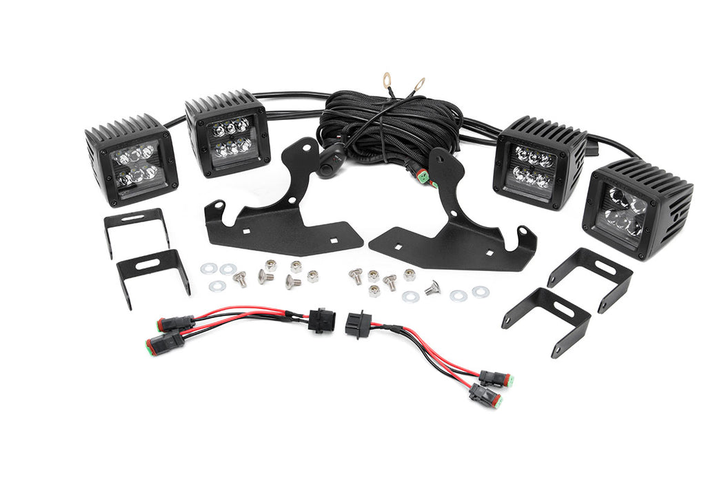 LED Light Kit - Fog Mount - Dual 2 inch Black Pairs - Chevy Silverado 1500/2500HD/3500HD 2WD/4WD