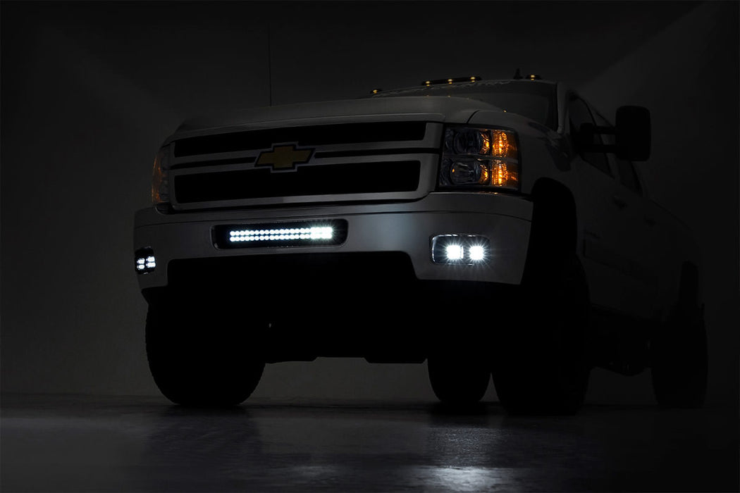 Rough Country LED Light Kit - Fog Mount - 2" Black Pair - Amber DRL | Chevy Silverado 2500 HD/3500 HD (11-14) | P/N 70628DRLA